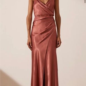 LA LUNE CROSS DRAPED MAXI DRESS - TERRACOTTA